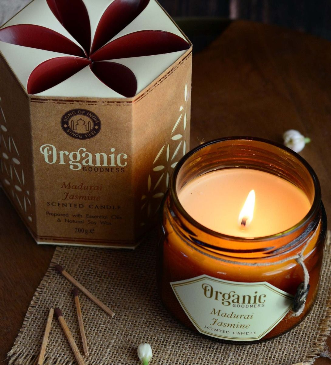 Song Of India Madurai Jasmine Candle 200g, Pure Floral Calm