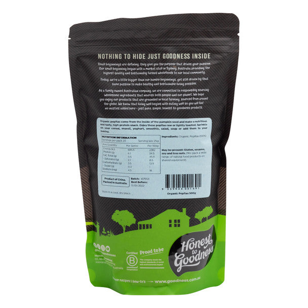Honest To Goodness Organic Pepitas 200g, 500g Or 1Kg, Perfect For Salads