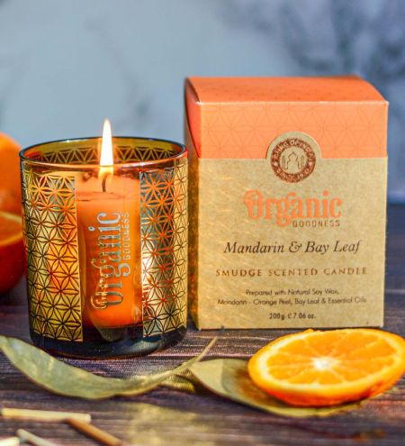 Song of India Mandarin & Bay Leaf Candle 200g, Bright Botanical Calm