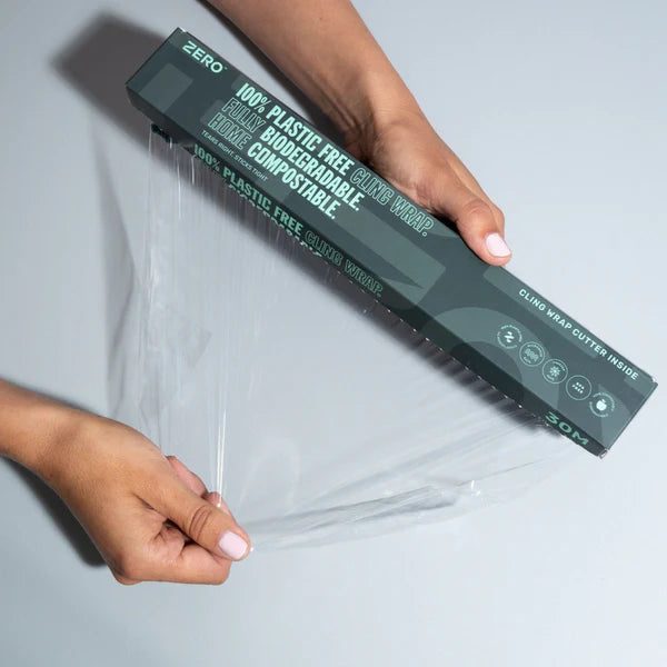 Zero Plastic-Free Cling Wrap 30m X 30 cm, Fully Biodegradable & Home Compostable