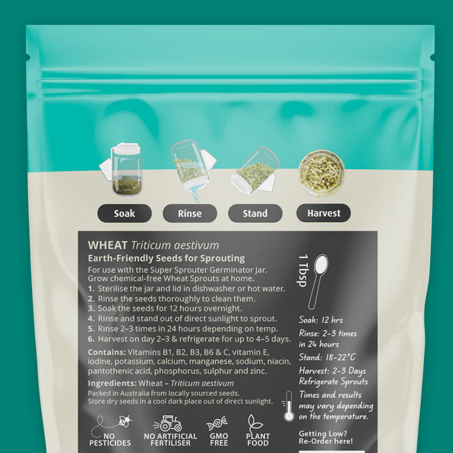 Untamed Health Earth-Friendly Sprouting Seeds 100g, Wheat Seeds
