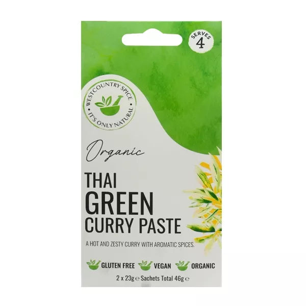 Westcountry Spice Organic Thai Green Curry Paste 2 Sachets, Zesty Curry With Aromatic Spices
