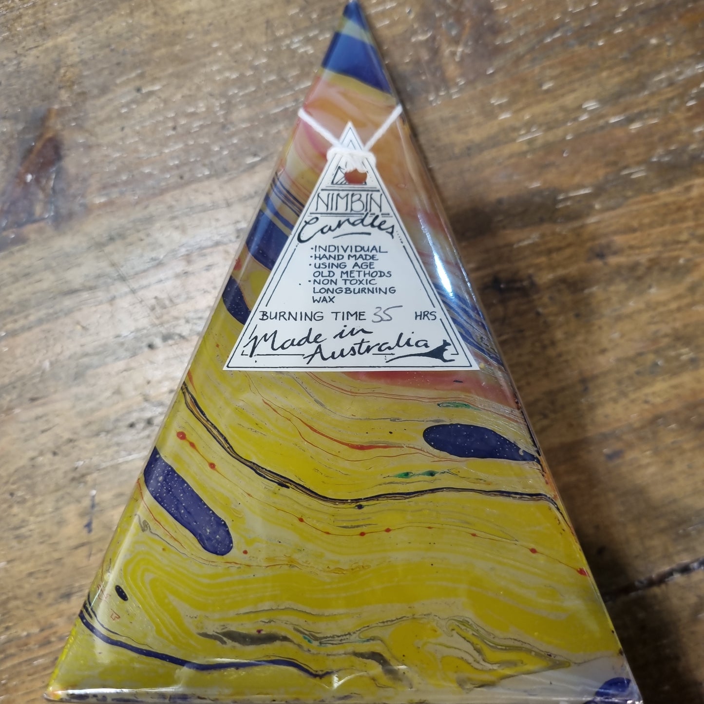 Nimbin Candles Marbled Pyramid Candle, With A Burning Time Of 35 hours