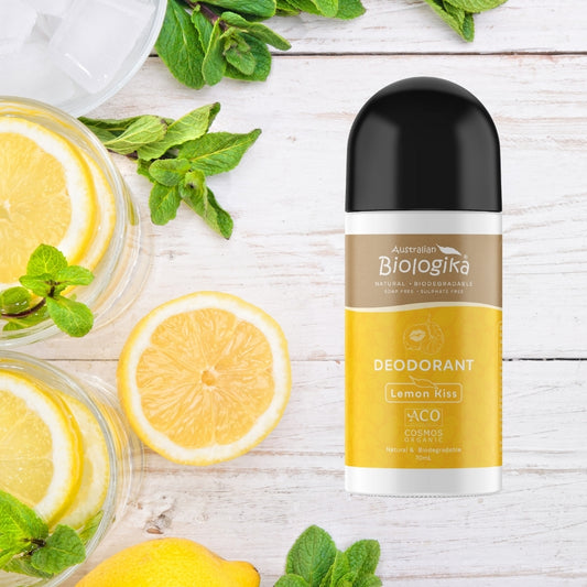 Biologika Deodorant Roll On 70ml, Lemon Kiss Fragrance; Certified Organic