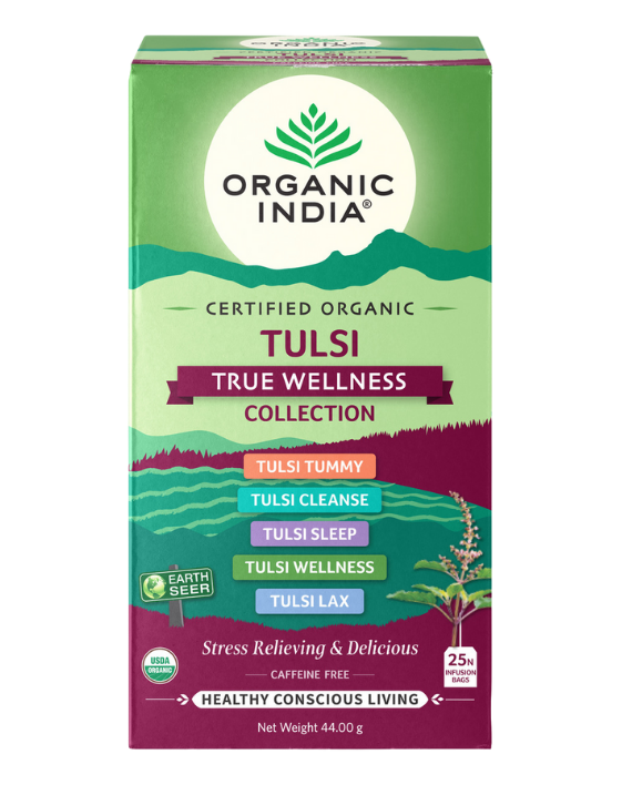 Organic India Wellness Tea Tulsi True Wellness Collection, 25 Herbal Tea Bags; Certified Organic