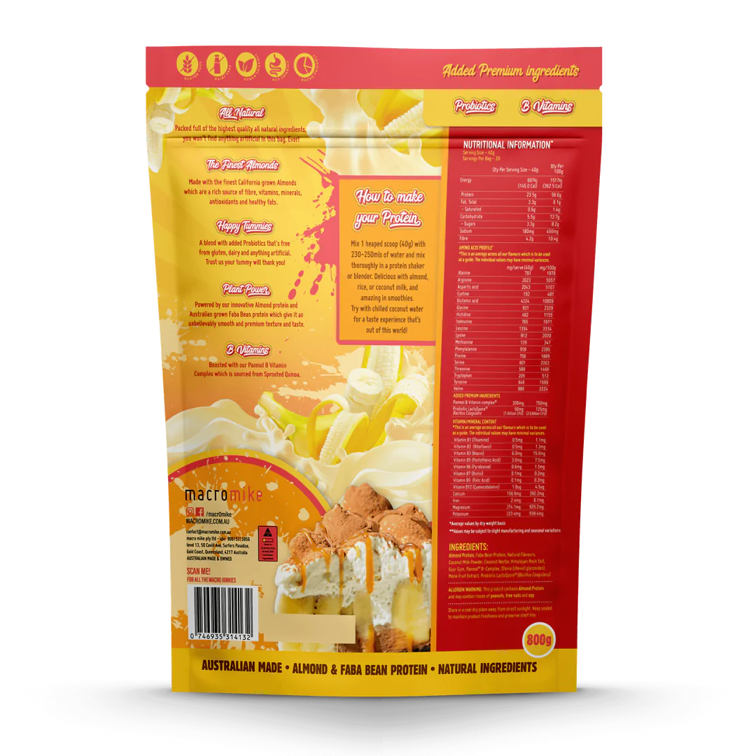 Macro Mike Premium Almond Protein 800g, Banana Cream Pie Flavour