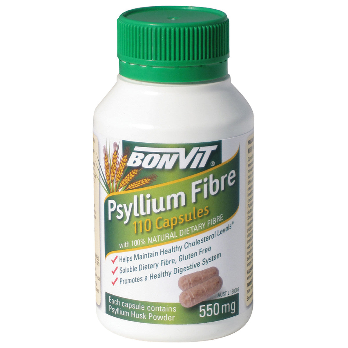 Bonvit Psyllium Fibre 550mg, 110 Or 180 Capsules