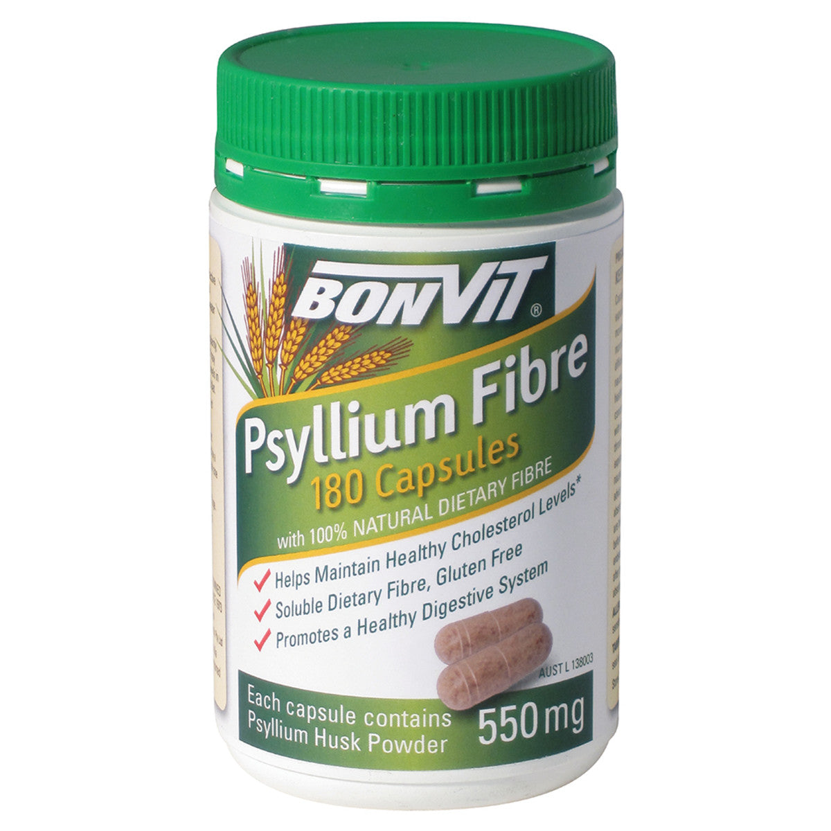 Bonvit Psyllium Fibre 550mg, 110 Or 180 Capsules