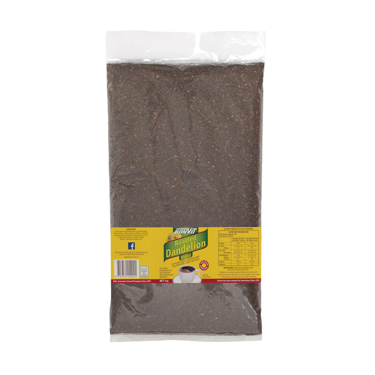 Bonvit Roasted Dandelion Blend Medium Ground 175g, 500g Or 1Kg, Caffeine Free
