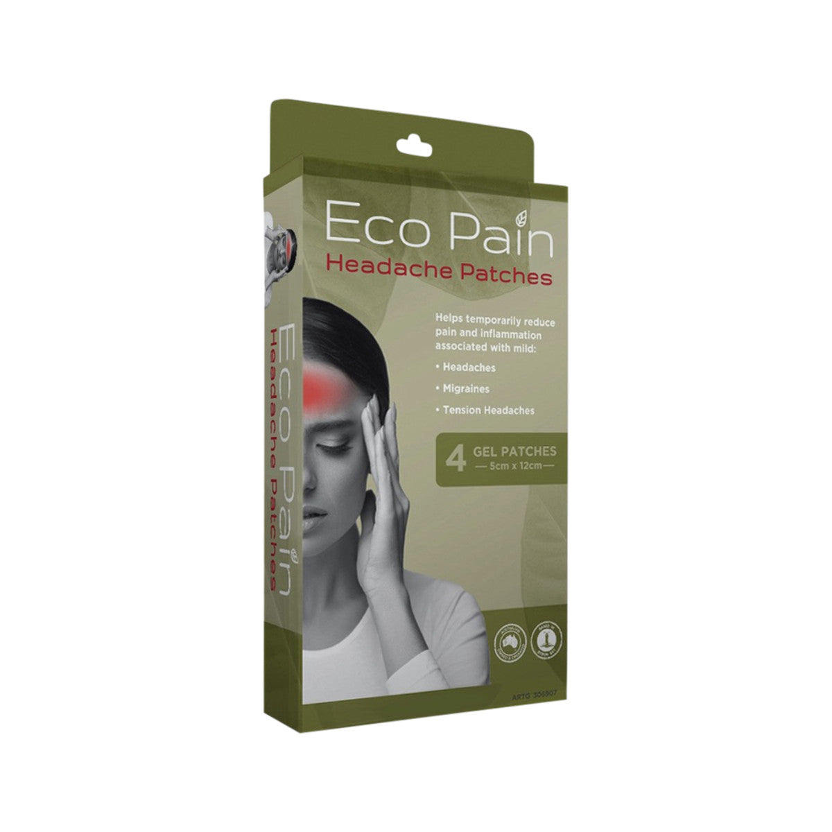 Byron Naturals Eco Pain Patches Headache Patches (4), Gel Patches - 5cm x 12cm