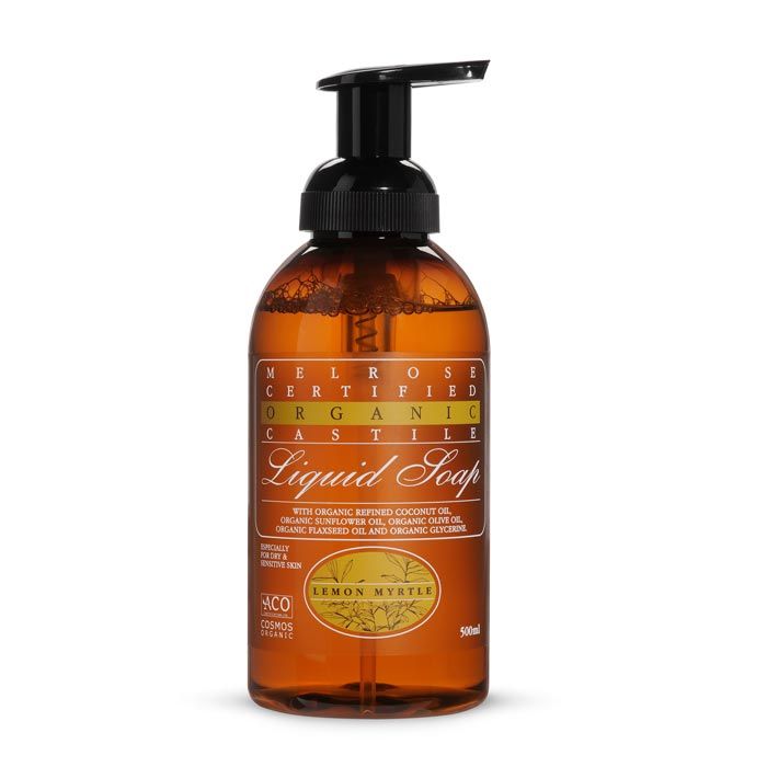 Melrose Organic Castile Liquid Soap 500mL Pump, Lemon Myrtle Fragrance