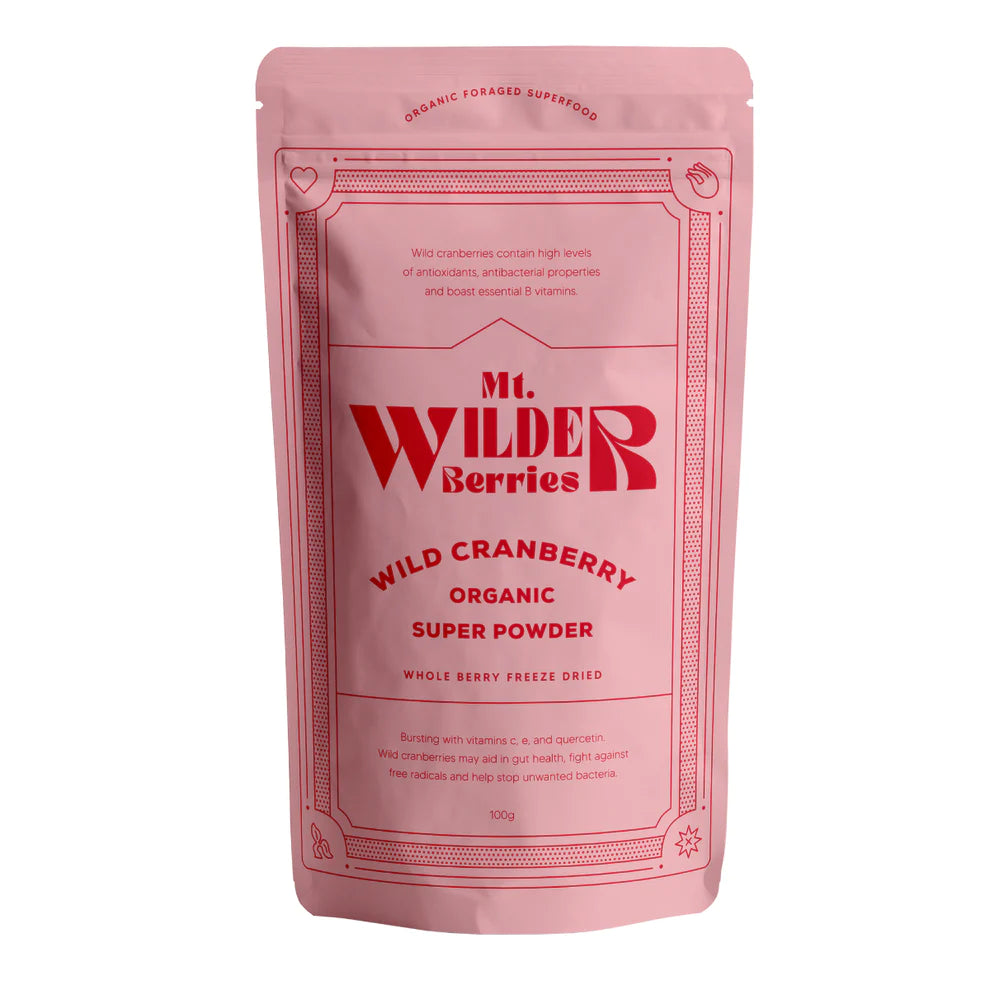 Mt Wilder Wild Cranberry Powder 100g, Bursting with Vitamin C,E and Quercetin