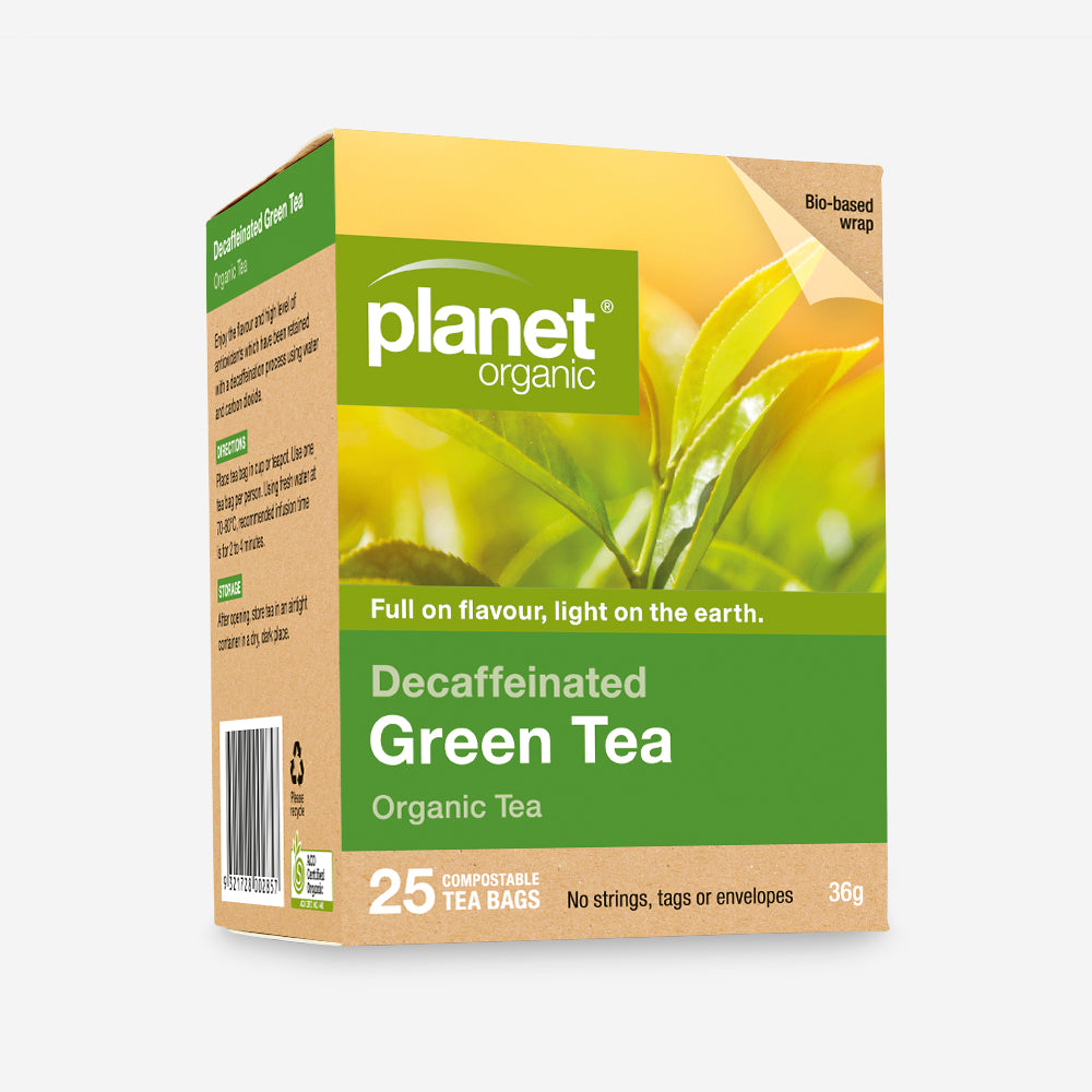 Planet Organic Certified Organic Green Tea 25 Tea Bags, Decaffeinated; Antioxidant Rich