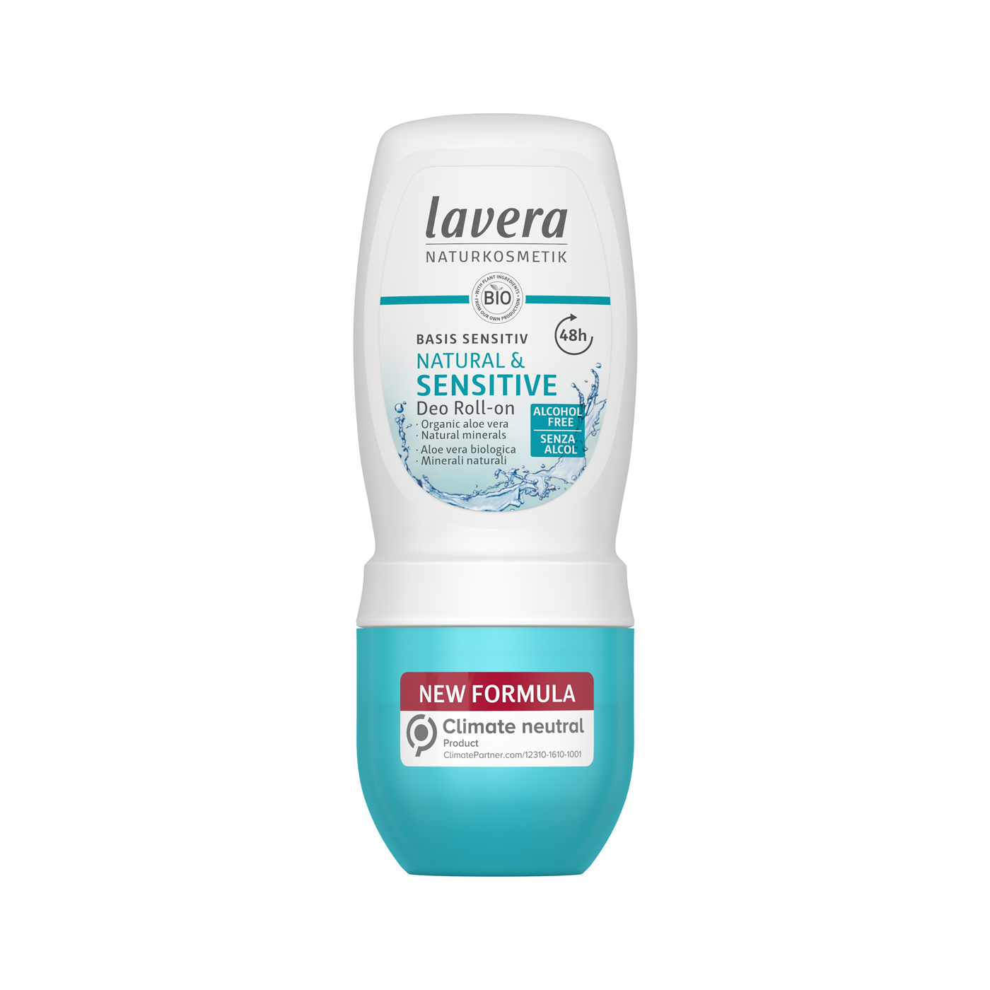 Lavera Basis Sensitiv Natural & Sensitive Deodorant Roll On 50mL, 48 Hour Protection