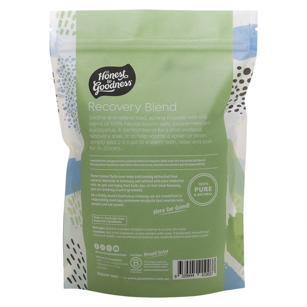 Honest To Goodness Epsom Salts 1Kg, Recovery Blend With Eucalyptus & Peppermint
