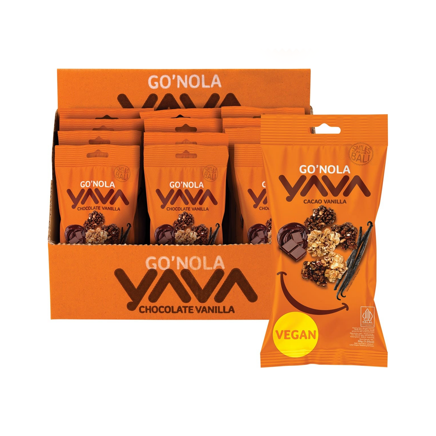 Yava Go'Nola Bites Chocolate Vanilla Flavour 30g Single Or 30g X 12 Carton, Chocolate Vanilla Flavour