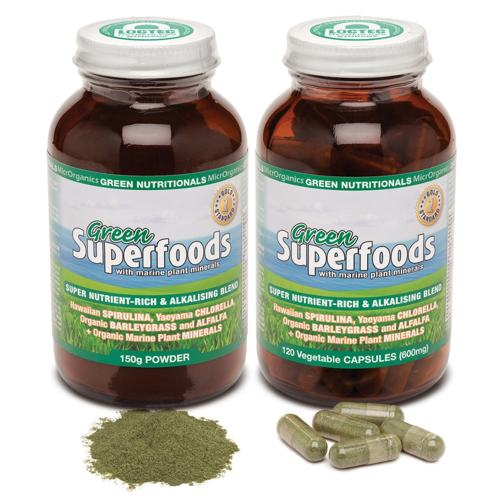 Green Nutritionals Green Superfoods Vegan Capsules (600mg), 120 Or 250 Capsules; Super-Rich Spectrum Of Wholefood Nutrients