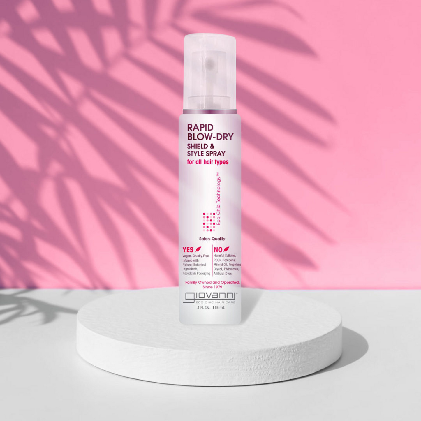 Giovanni Rapid Blow-Dry Hair Shield & Style Spray 118mL, Heat Protection For Salon Quality Hair Styling