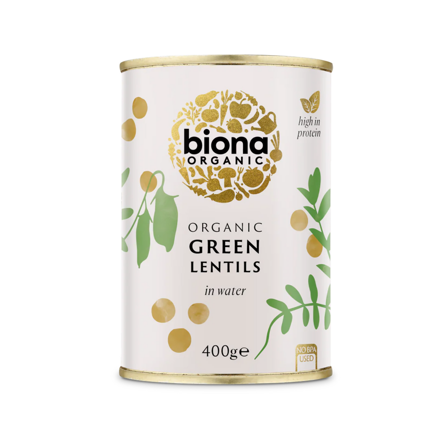 Biona Organic Green Lentils In Water 400g, No Added Salt