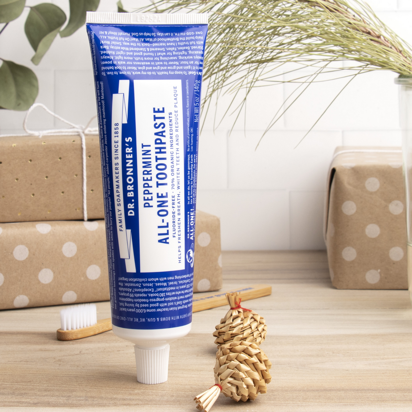 Dr Bronner's Fluoride Free All-One Toothpaste Peppermint Flavour 140g, Keep Your Smile Healthy
