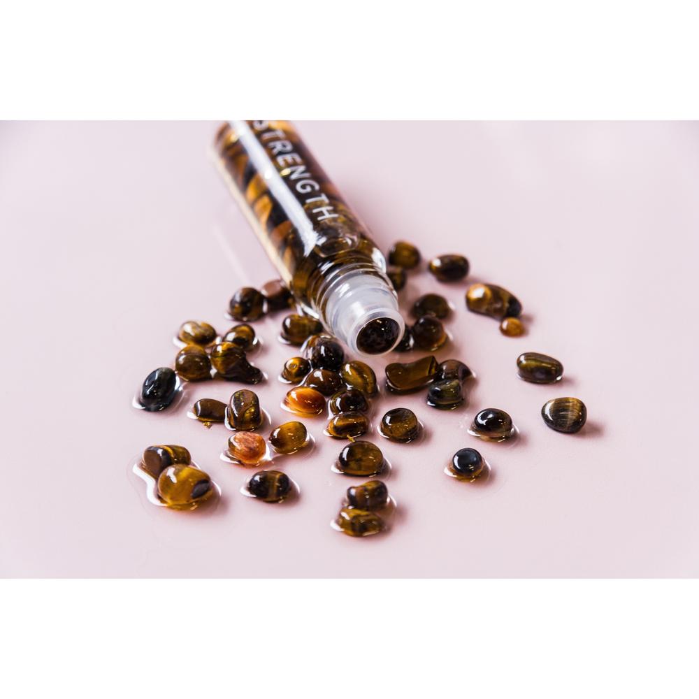 Summer Salt Body Essential Oil Roller With 24K Gold 10ml, Strength - Tiger Eye Crystals