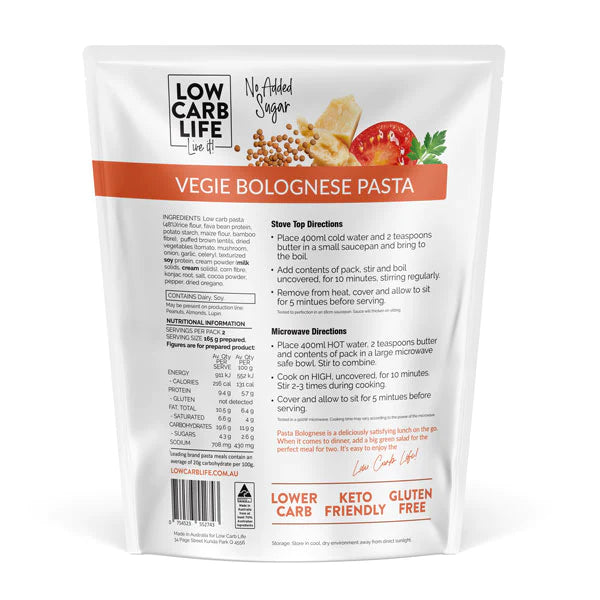 Low Carb Life One Pot Pasta 90g, Vegie Bolognese Flavour