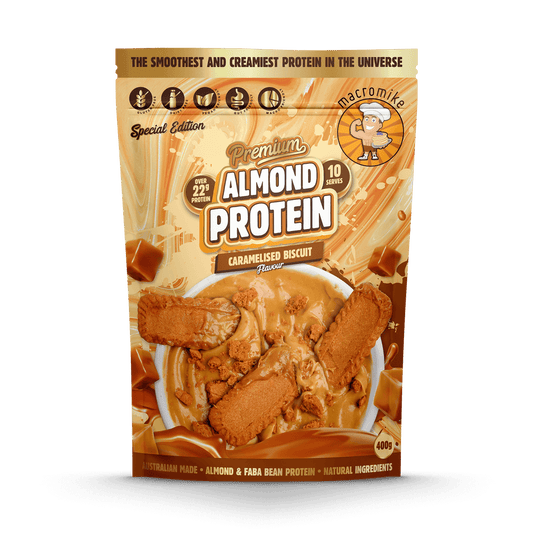Macro Mike Premium Almond Protein 400g, Caramelised Biscuit Flavour