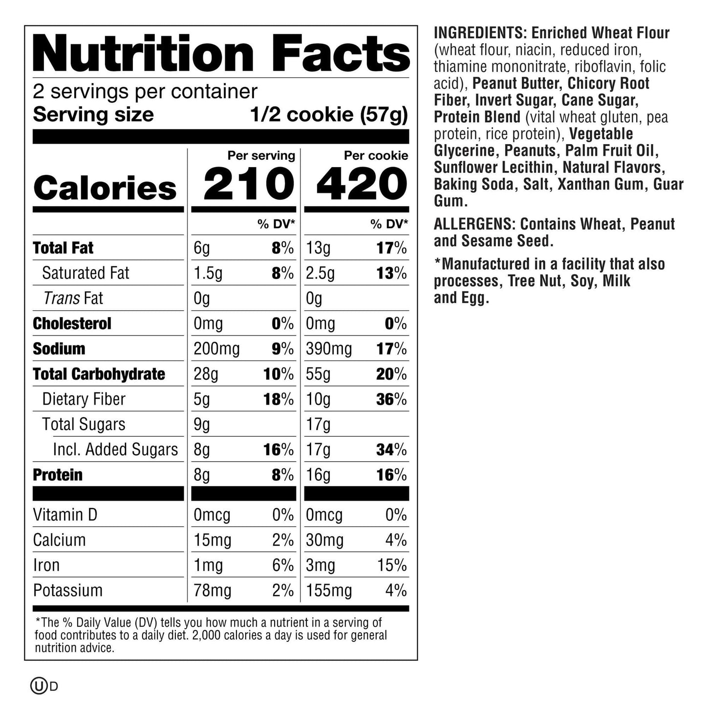 Lenny & Larry's The Complete Cookie, Single Cookie 113g Or A Box Of 12 Cookies, Peanut Butter Flavour Vegan