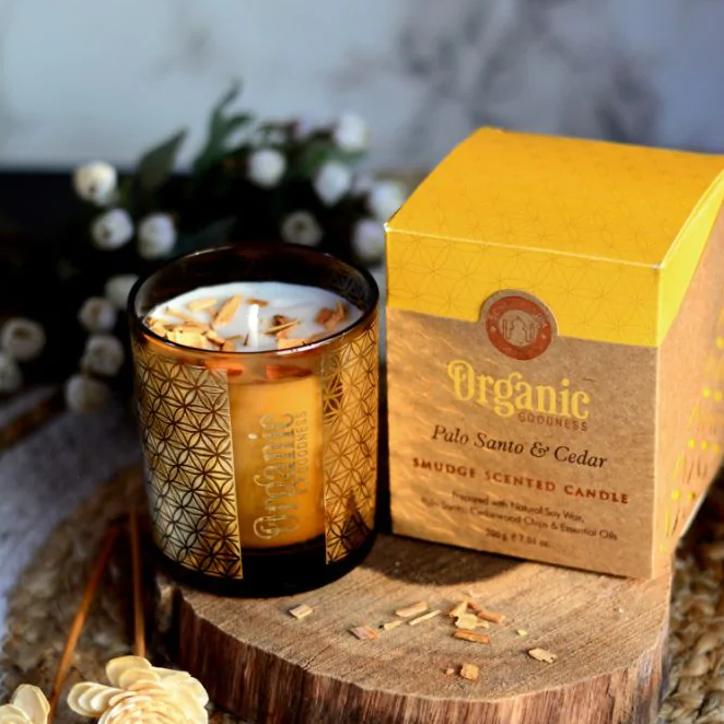 Organic Goodness Smudge Scented Candle 200g, Palo Santo & Cedar