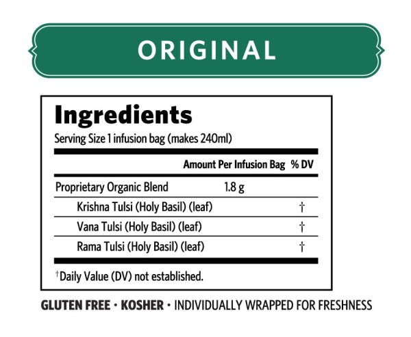 Organic India Wellness Tea Tulsi Original, 25 Herbal Tea Bags; Certified Organic