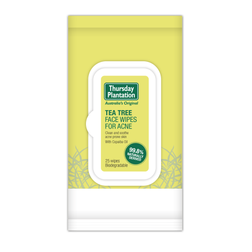 Thursday Plantation Face Wipes For Acne 25 Wipes, Antibacterial Power Of Tea Tree