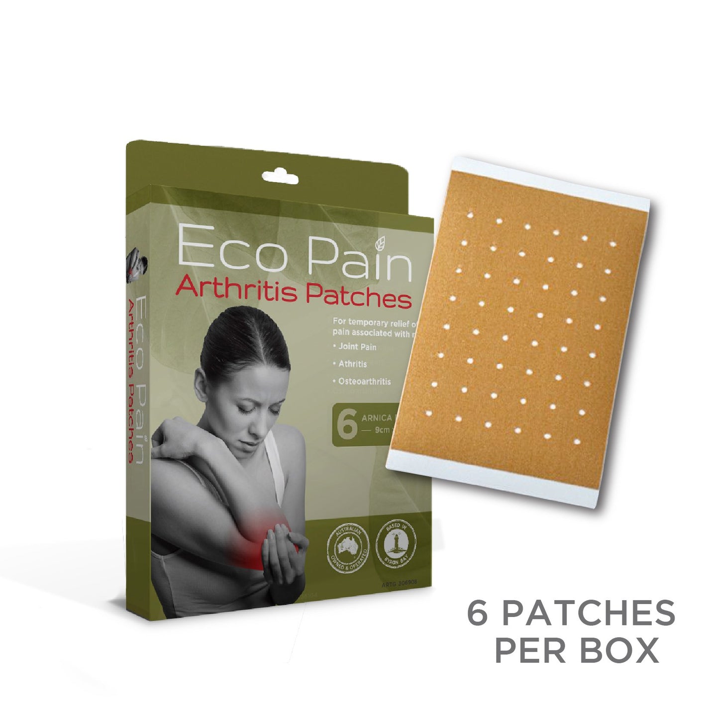 Byron Naturals Eco Pain Patches Arthritis (6), Arnica Patches 9cm x 13cm