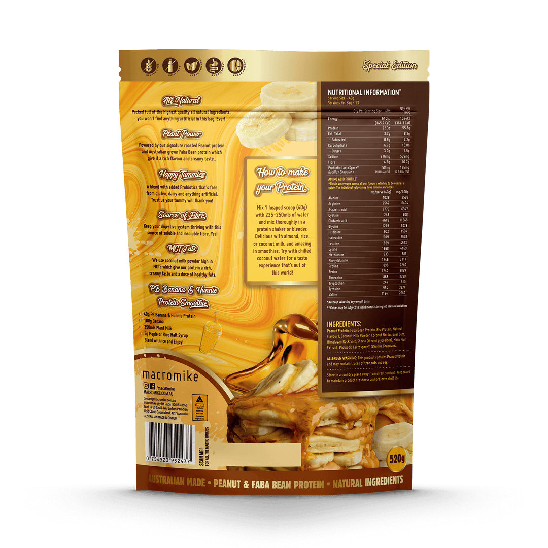 Macro Mike Special Edition Peanut Plant Protein 520g, PB Banana and Hunnie Flavour