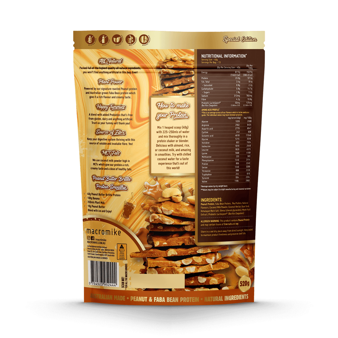 Macro Mike Special Edition Peanut Plant Protein 520g, Peanut Butter Brittle Flavour