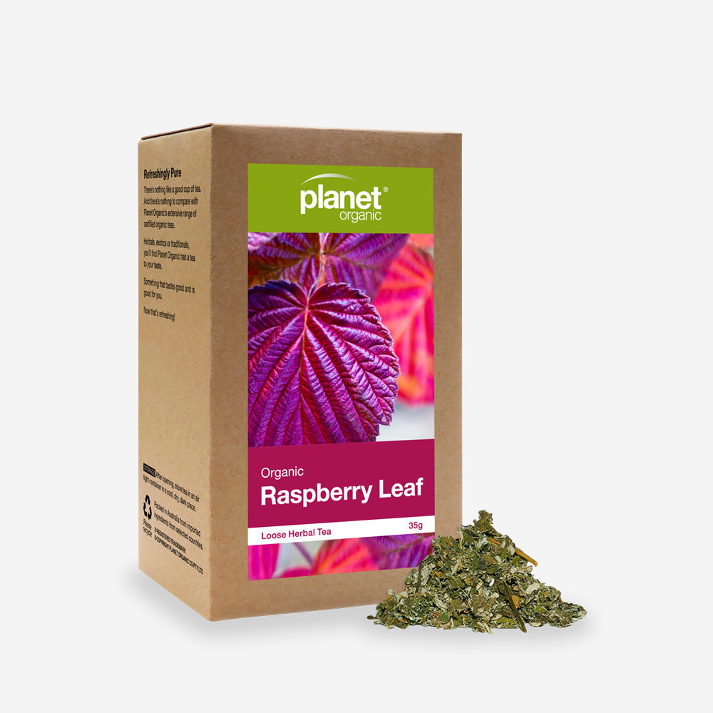 Planet Organic Certified Organic Herbal Tea Loose Leaf 35g, Raspberry Leaf; Anti-Inflammatory & Anti-Oxidising