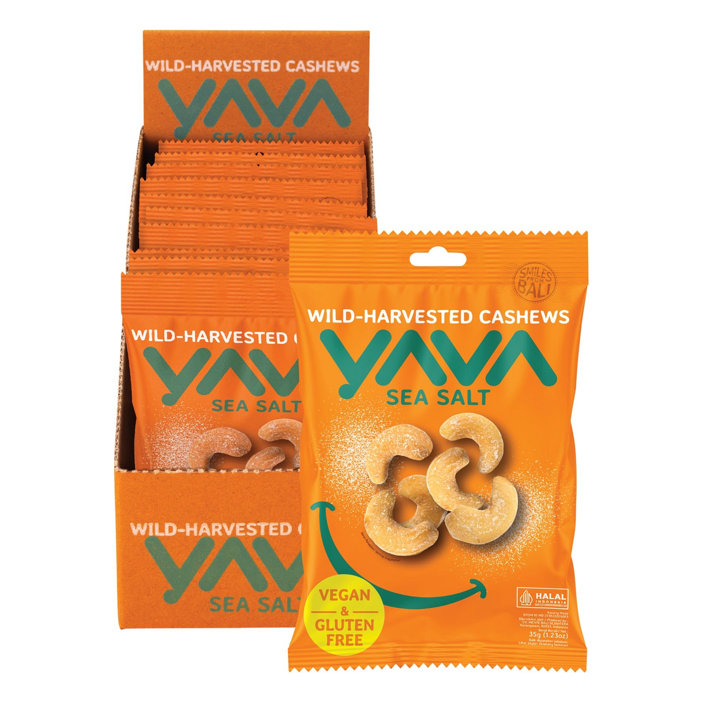 Yava Wild Harvested Sea Salt Flavoured Cashews 35g Single Or 10 X 35g Carton, With Coconut Oil