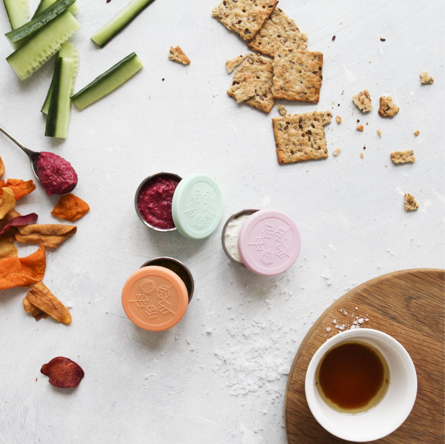 Ever Eco Stainless Steel Mini Containers 3x60ml, Spring Pastels