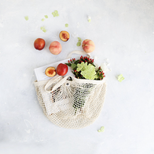 Ever Eco Tote Bag Organic Cotton Net, Natural With A Short Handle