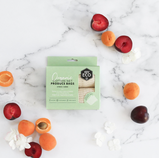 Ever Eco Produce Bags 4 Pack Large, Reusable Organic Cotton Net