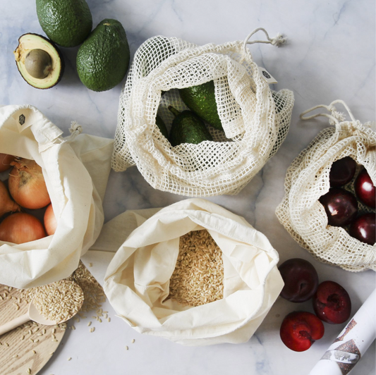 Ever Eco Produce Bags 4 Pack, Reusable Organic Cotton Mixed Set