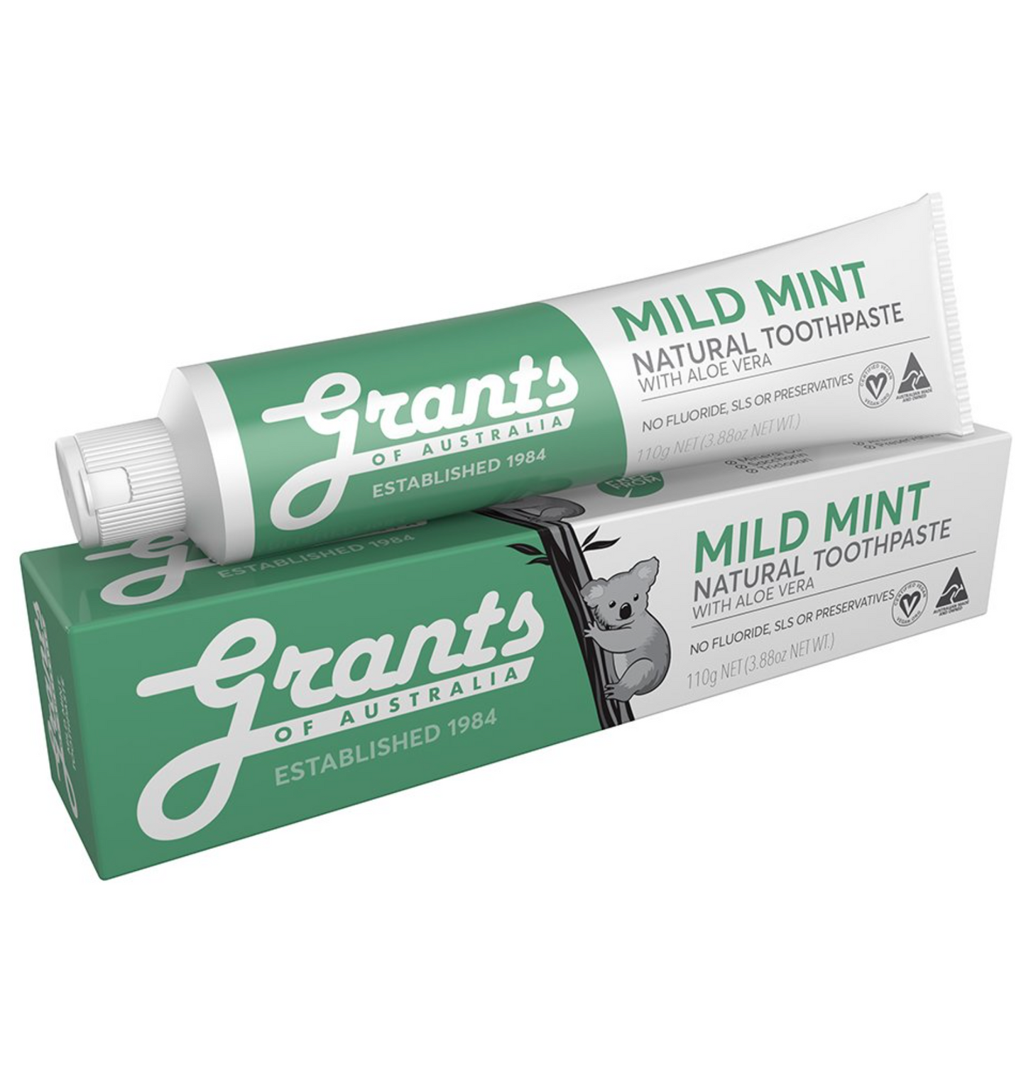 Grants Natural Toothpaste 25g Or 110g, Mild Mint With Aloe Vera