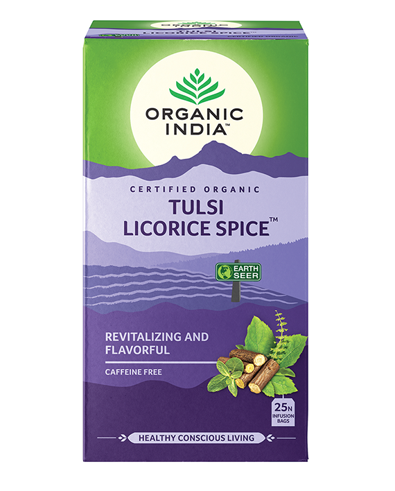 Organic India Wellness Tea Tulsi Licorice Spice, 25 Herbal Tea Bags; Certified Organic