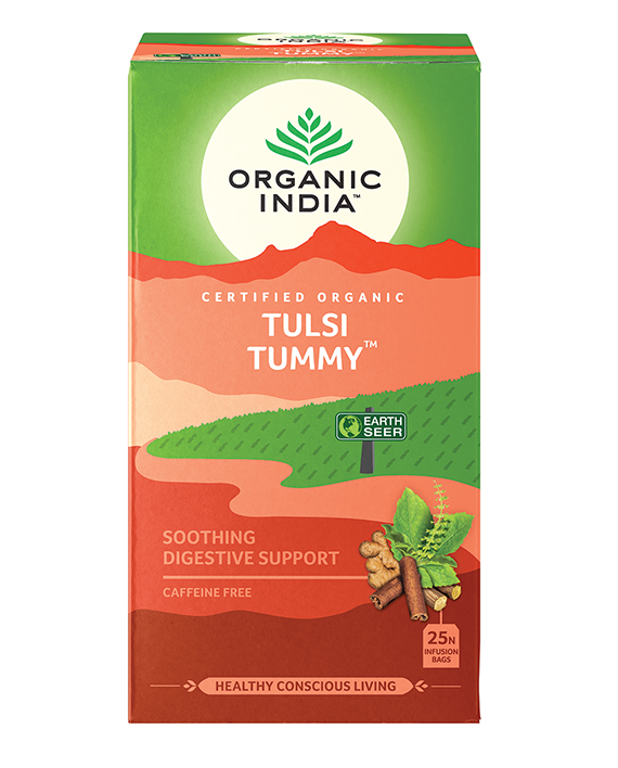 Organic India Wellness Tea Tulsi Tummy, 25 Herbal Tea Bags; Certified Organic