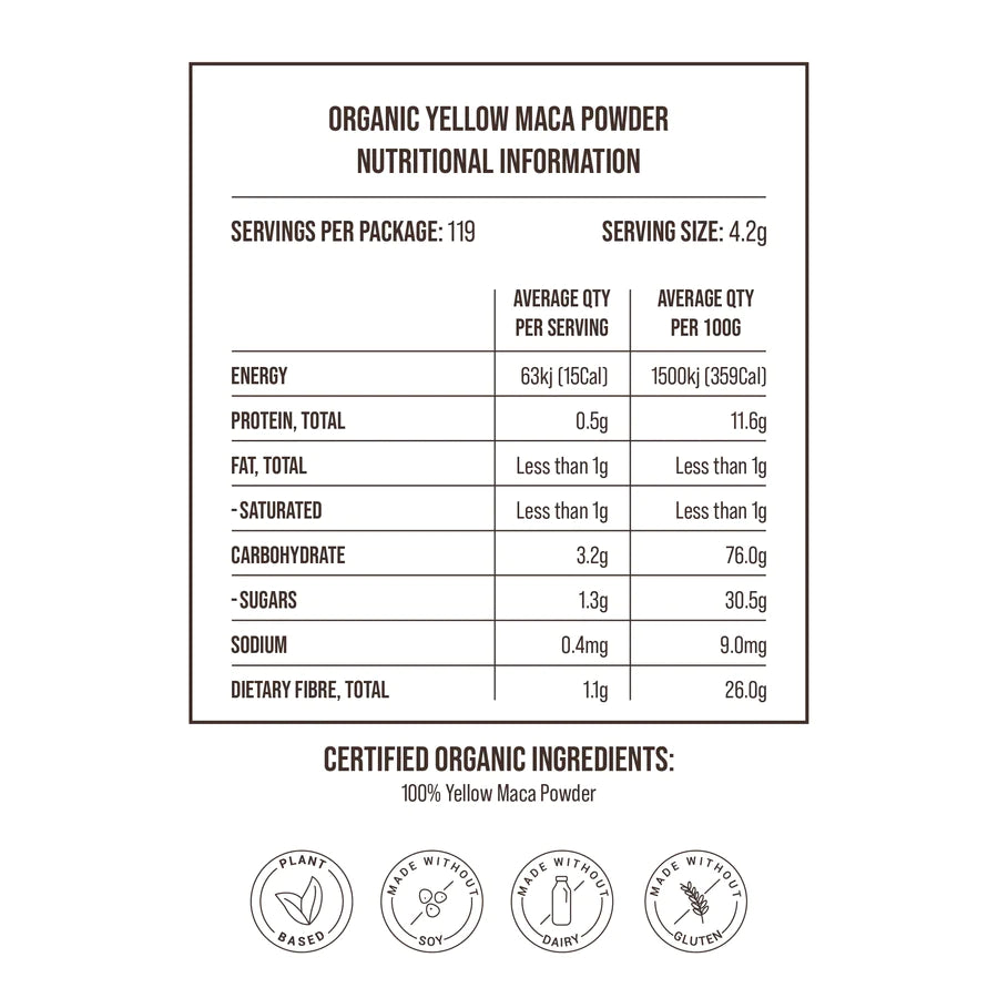 The Healthy Llama Yellow Maca Powder 500g, Our Ancient Stress Reliver & Certified Organic