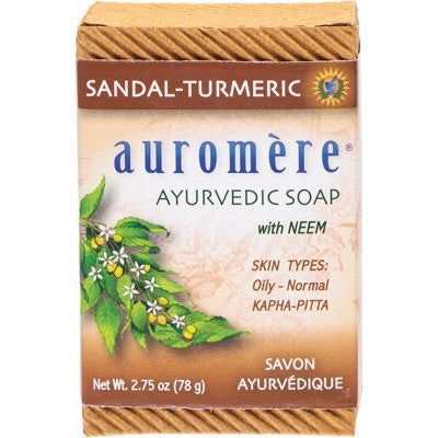 Auromere Ayurvedic Neem Soap 78g, Sandalwood-Turmeric Fragrance