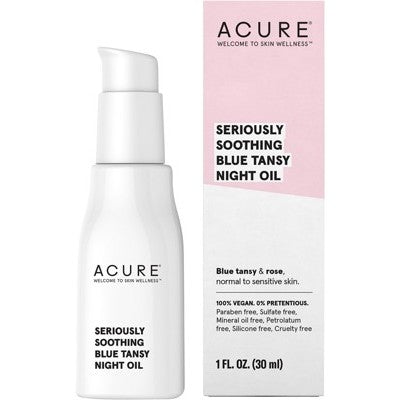 Acure Seriously Soothing Blue Tansy Night Oil 30ml, For Normal To Sensitive Skin