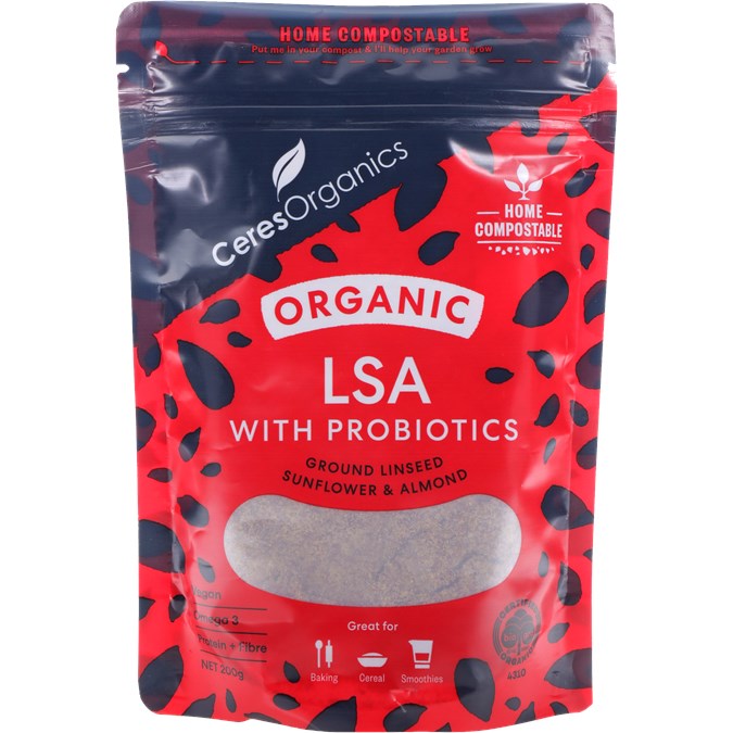 Ceres Organics LSA; Ground Linseed, Sunflower Seed & Almond With Probiotics 200g, High Protein