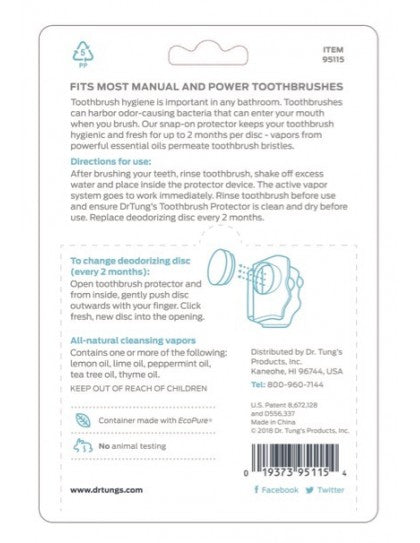 Dr Tung's Toothbrush Snap-On Toothbrush Protector & Sanitizer 2 Pack
