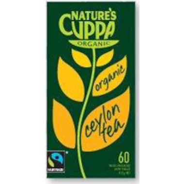 Nature's Cuppa Black Ceylon Tea 25 Teabags Or 60 Teabags, Certified Organic
