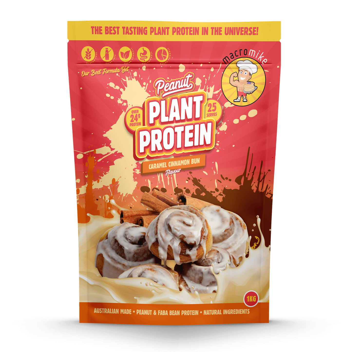 Macro Mike Peanut Plant Protein 520g Or 1kg, Caramel Cinnamon Bun Flavour